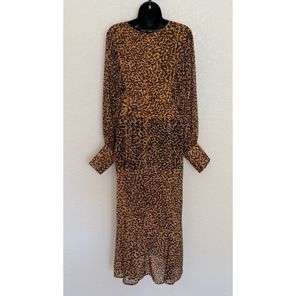 C/MEO Collective Leapark Dress Chiffon Long Sleeve Animal Print Flowy Feminine - Picture 4 of 15